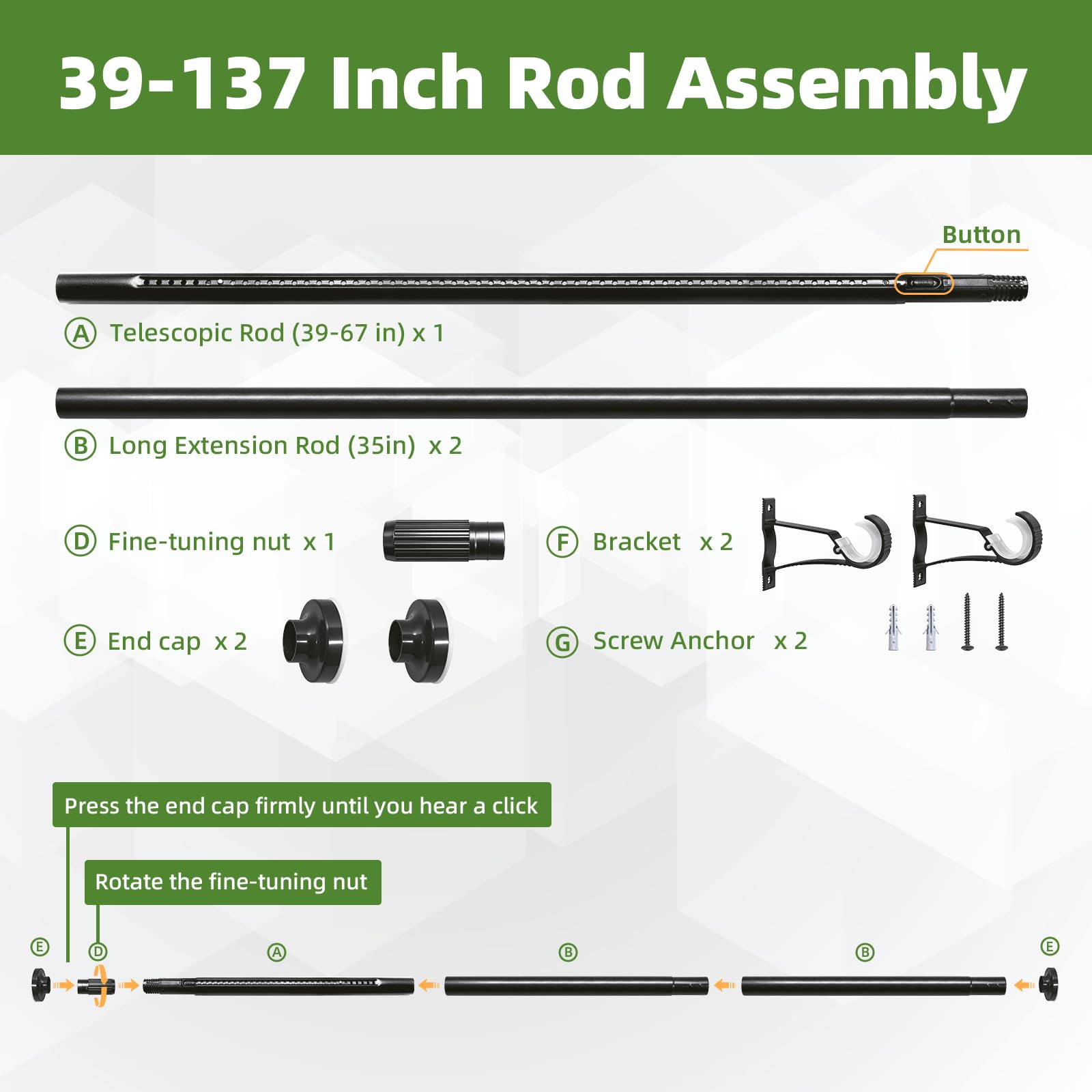 ZYKORT central bracket support keeps rod straight under maximum weight.