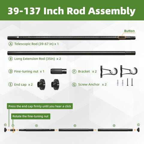 ZYKORT central bracket support keeps rod straight under maximum weight.