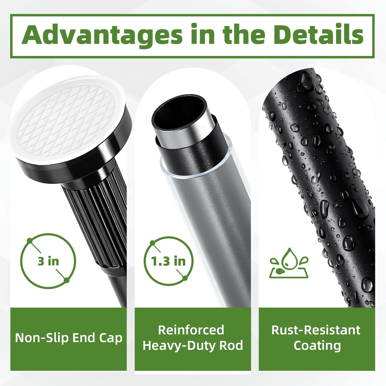 ZYKORT heavy-duty 55lbs capacity supports thick curtains without sag.