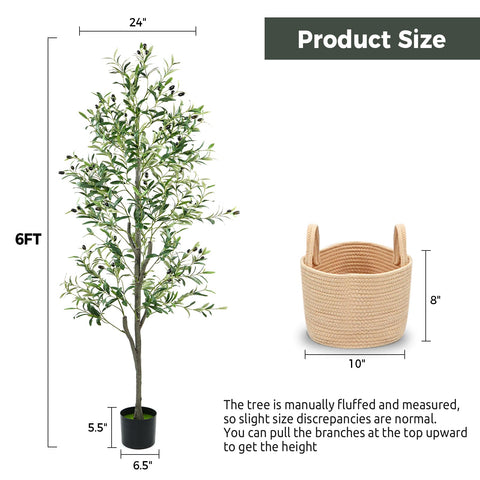 Zynaro 6ft olive tree natural wood trunk adds realistic texture.