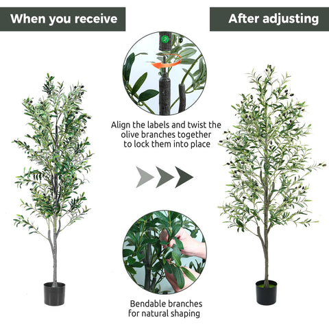 Zynaro 6ft olive tree weighted base ensures stable display.