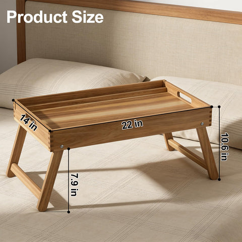 Zyraflux bed tray with foldable legs for flat storage and easy movement.