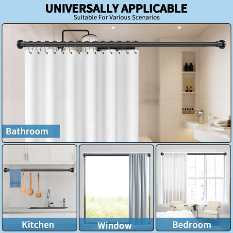 ZYRW versatile design works as shower or window curtain rod.