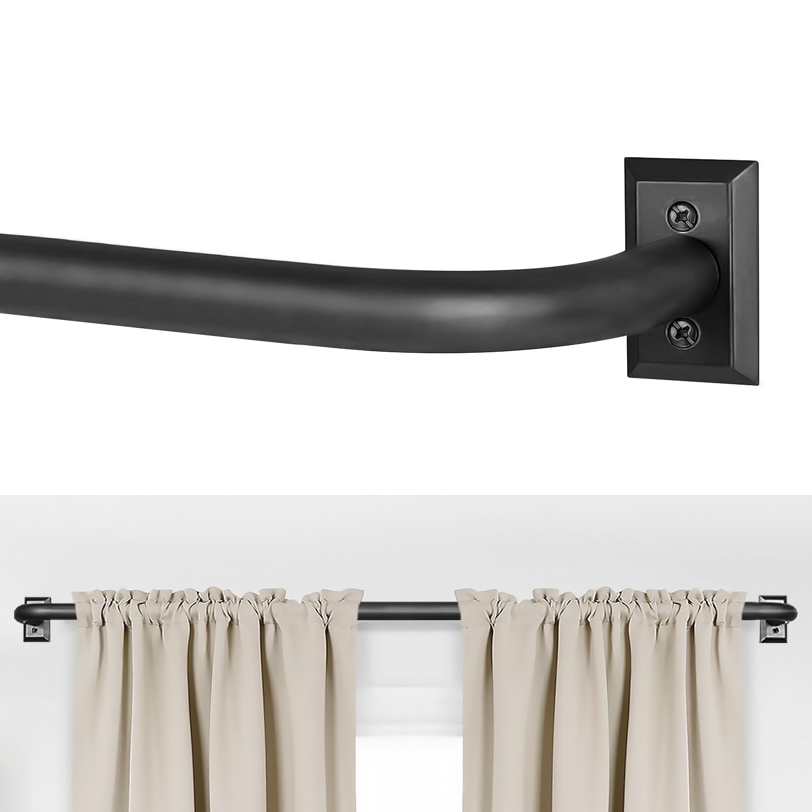 ZYRW black curtain rod wrap-around for enhanced shading and wall-adjacent curtains