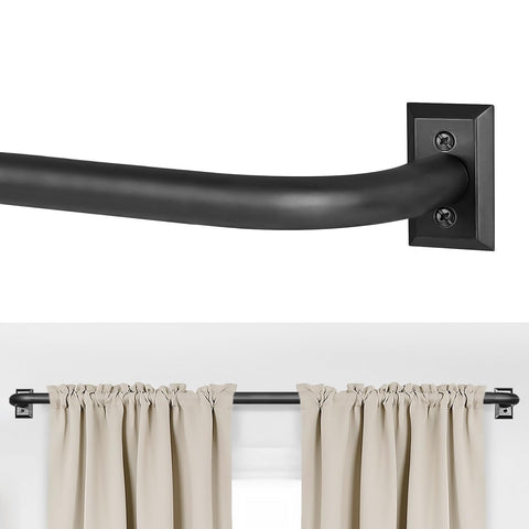 ZYRW black curtain rod wrap-around for enhanced shading and wall-adjacent curtains