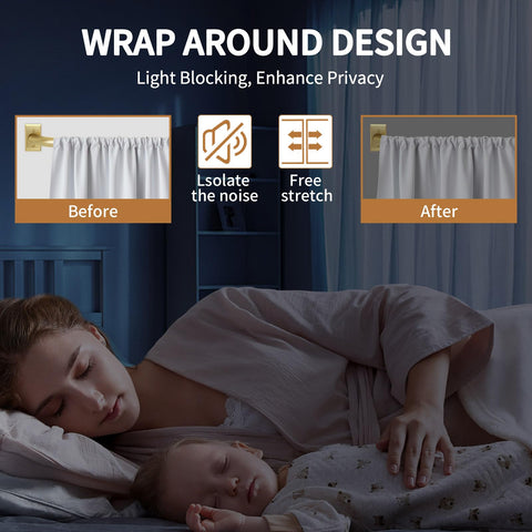 ZYRW gold curtain rod durable metal build supports heavy drapes up to 50 lbs