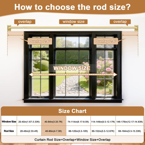 ZYRW gold curtain rod package includes hardware and instruction card
