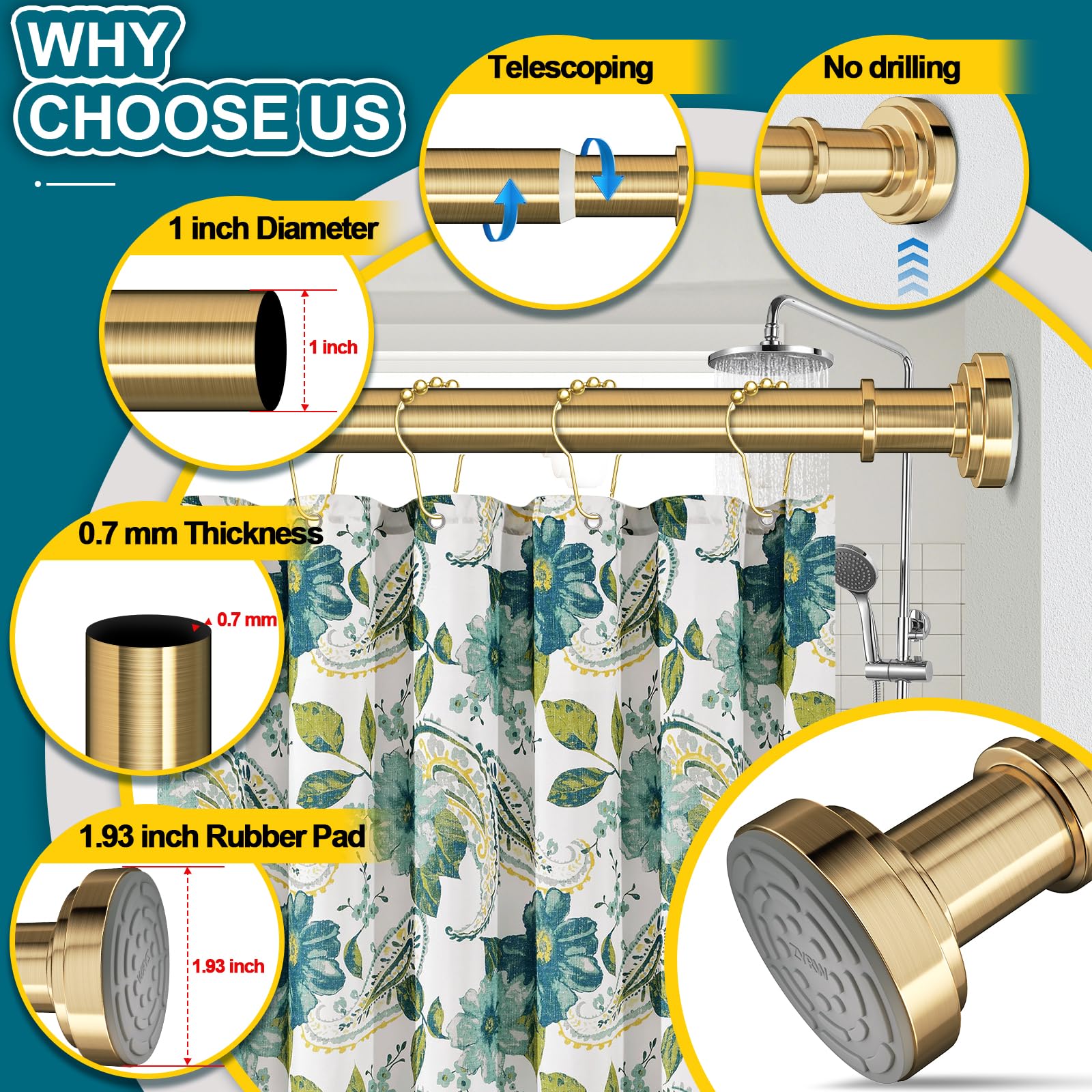 ZYRW Gold Tension Rod splicing design offers length versatility.