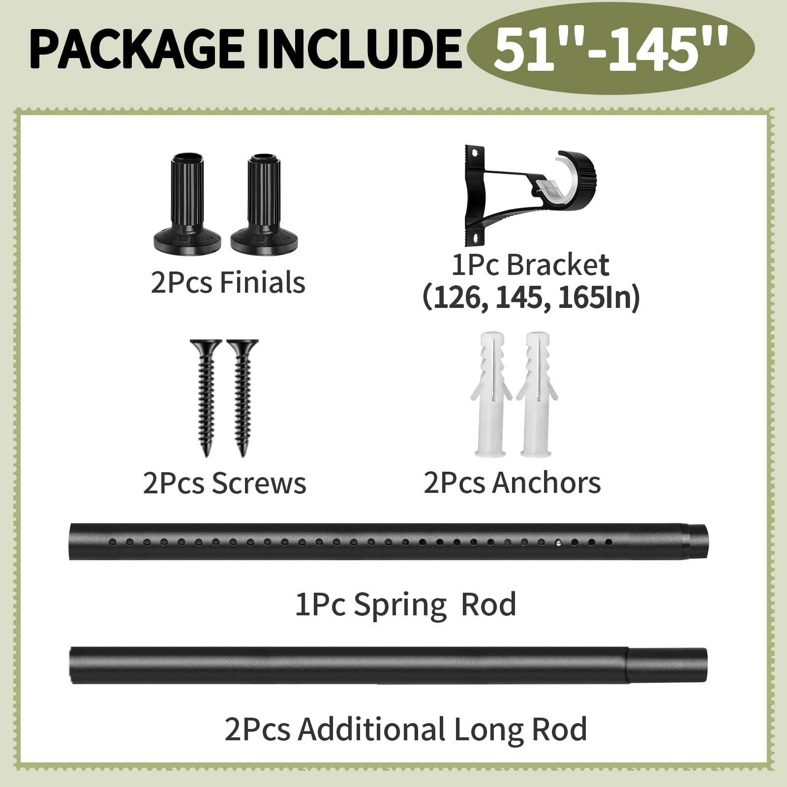 ZYRW tension curtain rod 1.26in diameter shows sturdy profile