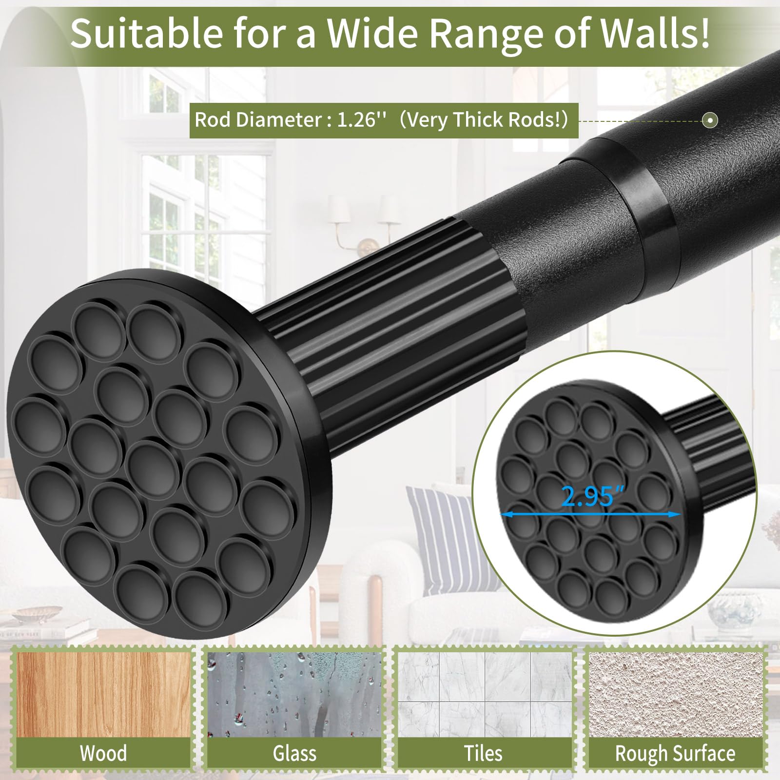 1.26-inch diameter provides sturdy curtain support.
