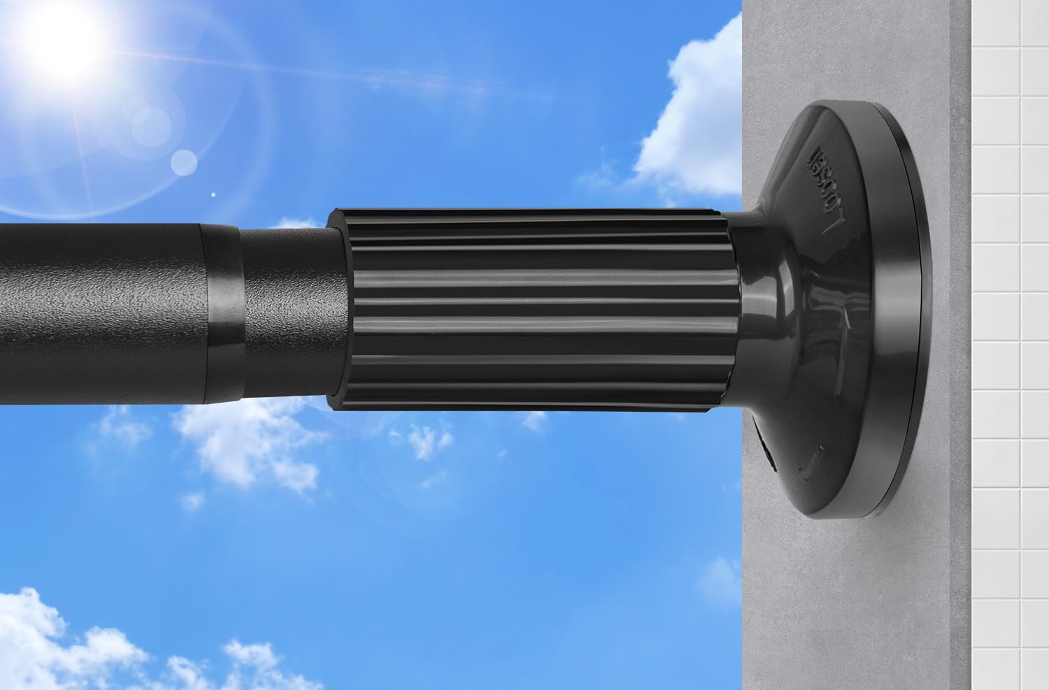 ZYRW tension rod extended to 51-165 inches for versatile window or patio setups.