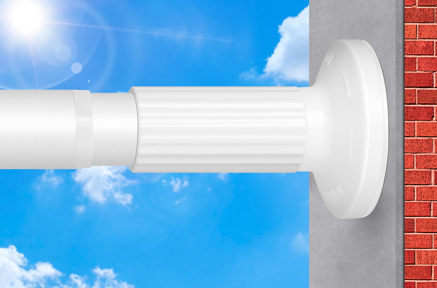ZYRW white tension rod with adjustable length secures windows without drilling.