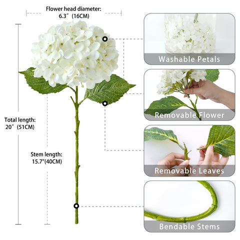 ZYTUYO ivory white hydrangea leaves close view for DIY bouquets