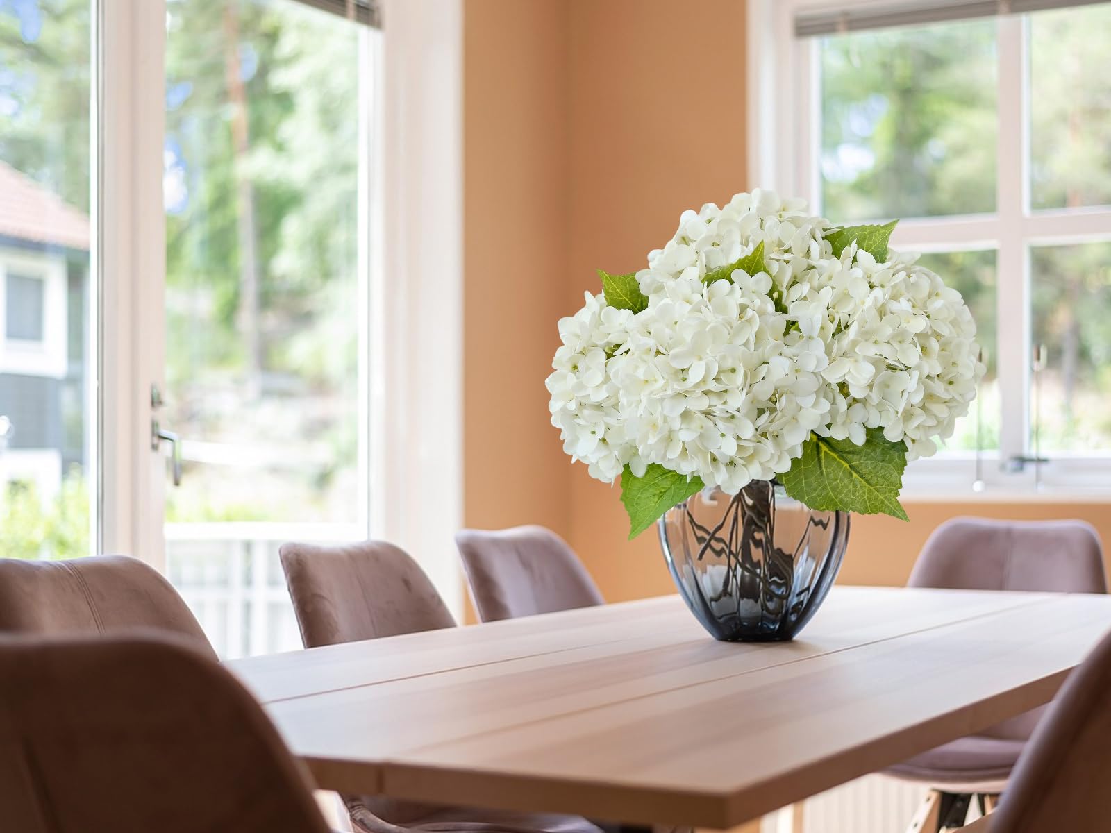 ZYTUYO ivory white hydrangea stem close-up with flexible wiring