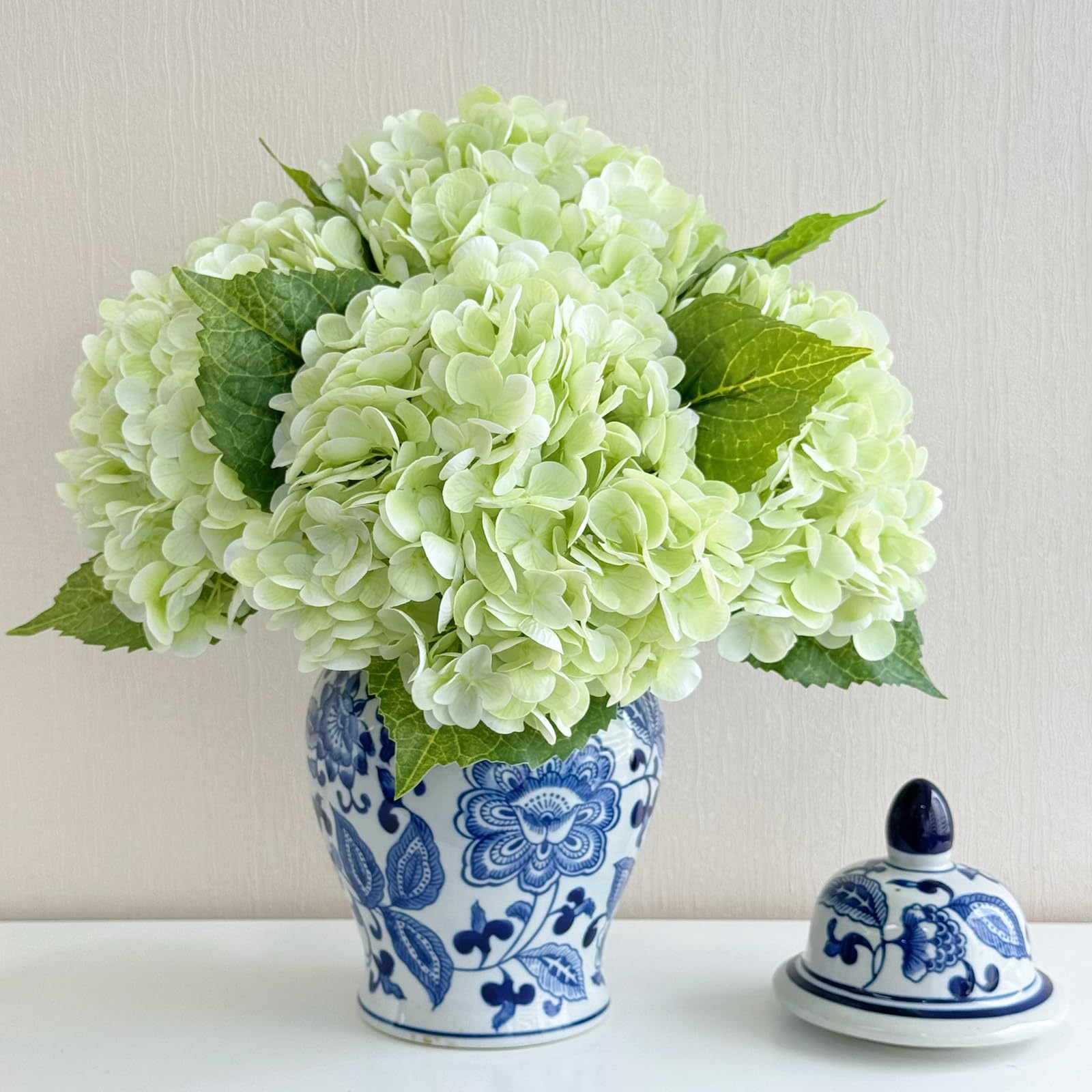 ZYTUYO real touch hydrangea 21in light green bloom enhances home decor.
