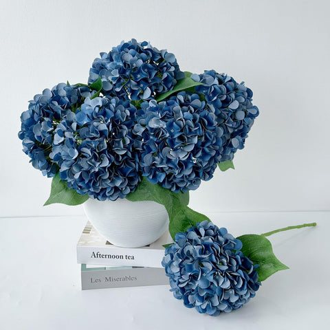 ZYTUYO dark-blue silk hydrangeas 20in collection head for fall decor.