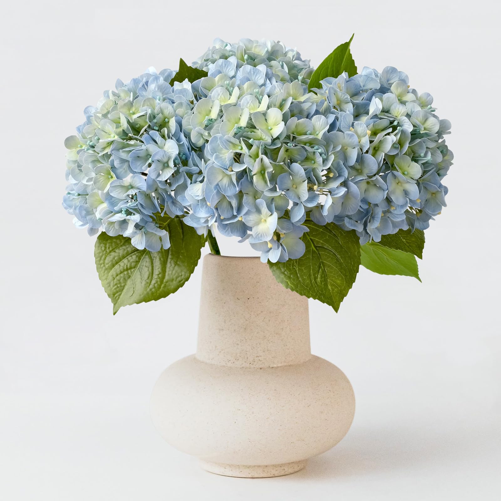 ZYTUYO 20-inch artificial hydrangea heads in soft blue for easy table decor.