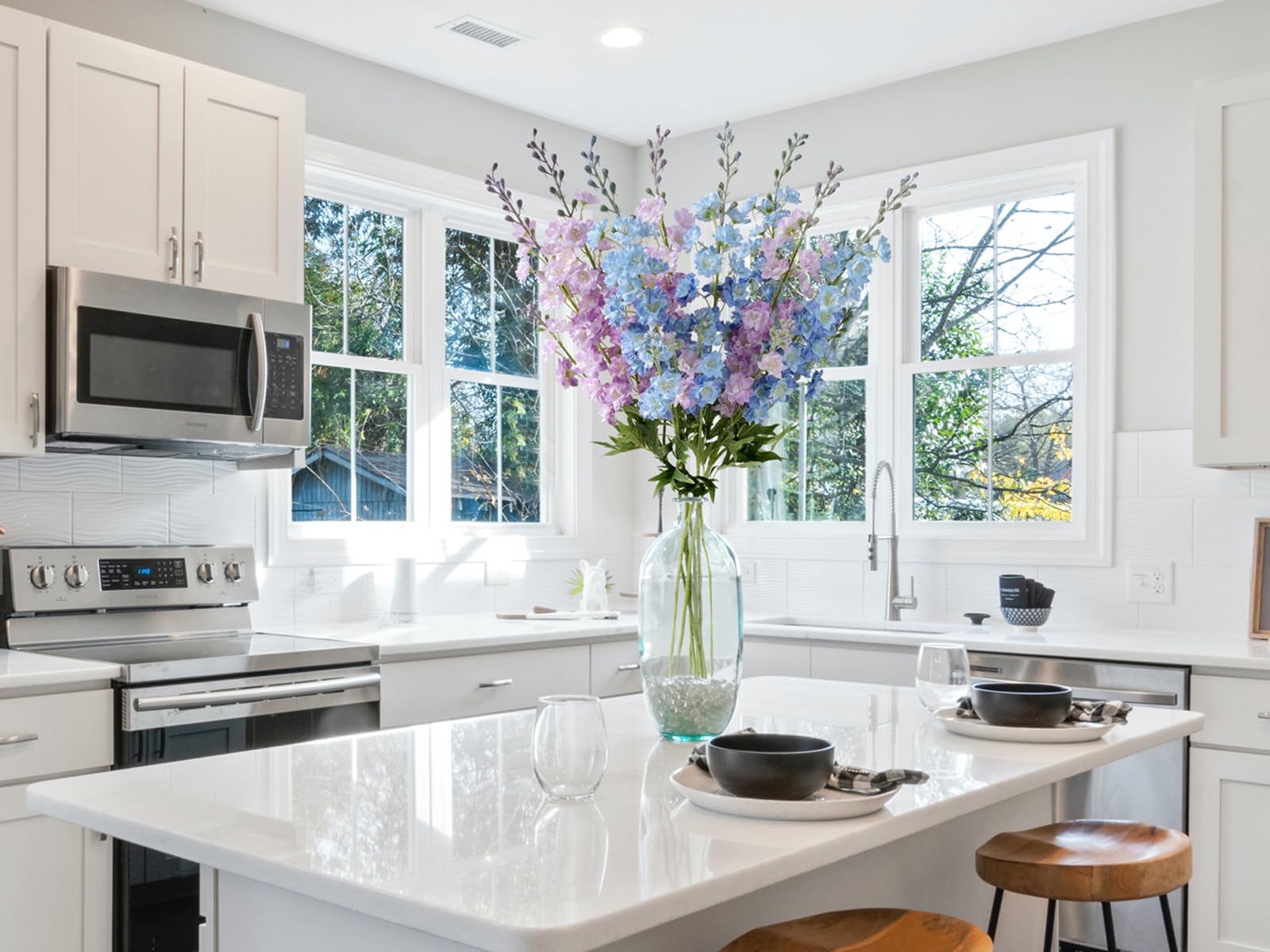 ZYTUYO never-fades silk delphinium for maintenance-free decor