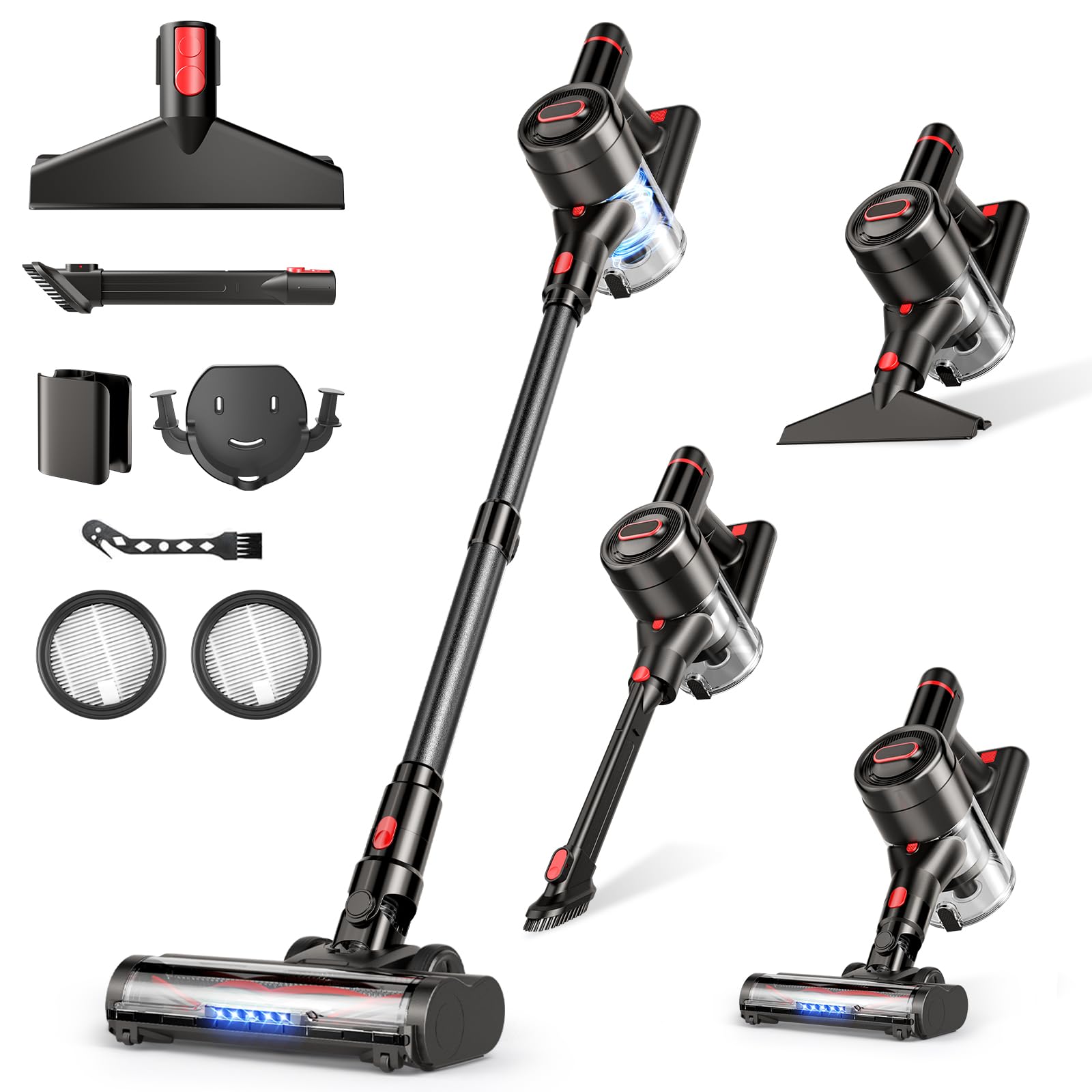 Zyxrona cordless vacuum with 40KPa suction cleaning hard floors and pet hair.