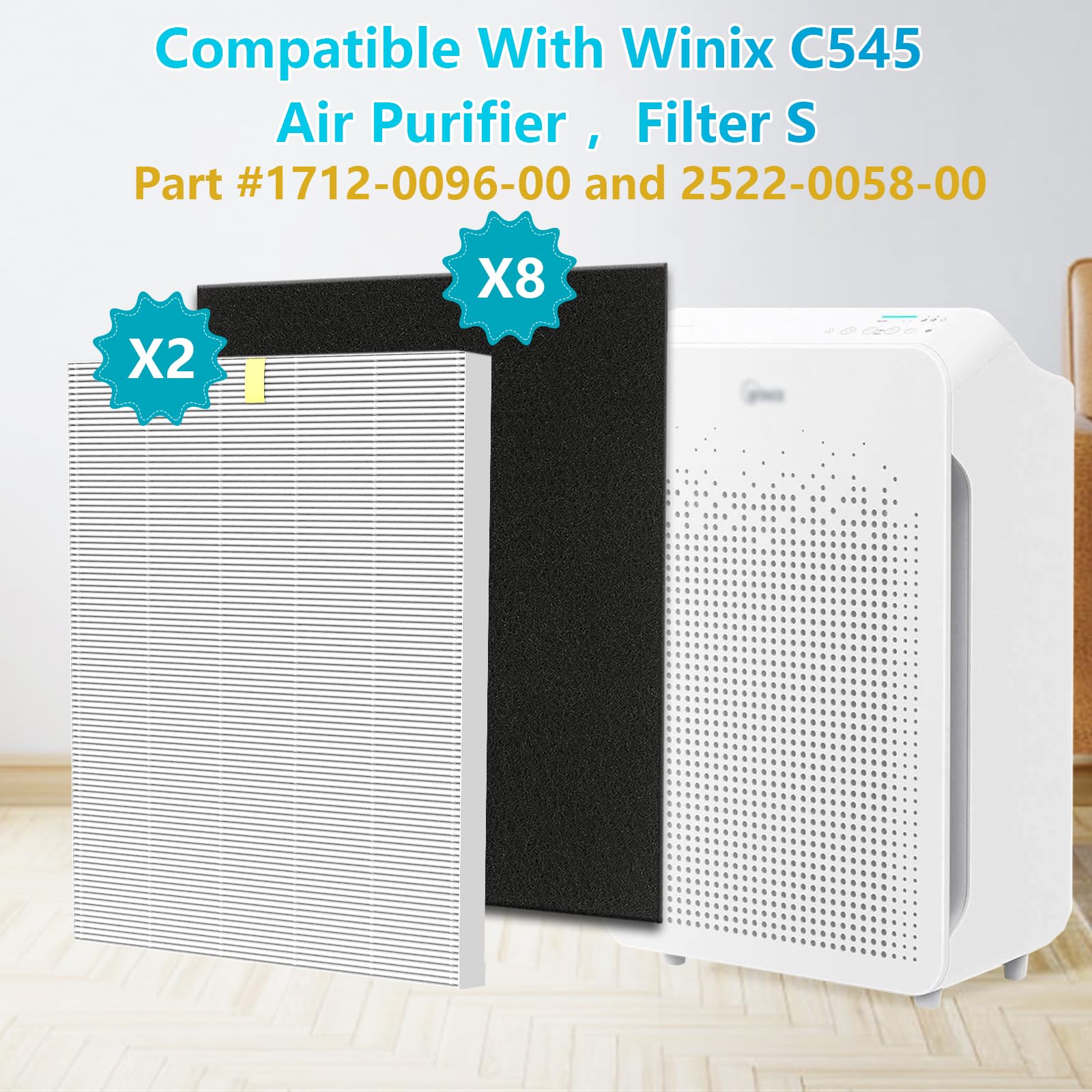 ZYZCBXZC C545 replacement filter back view showing compatibility