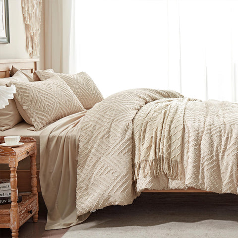 Zzlpp fitted sheet with deep pocket in beige for secure mattress fit up to 14 inches