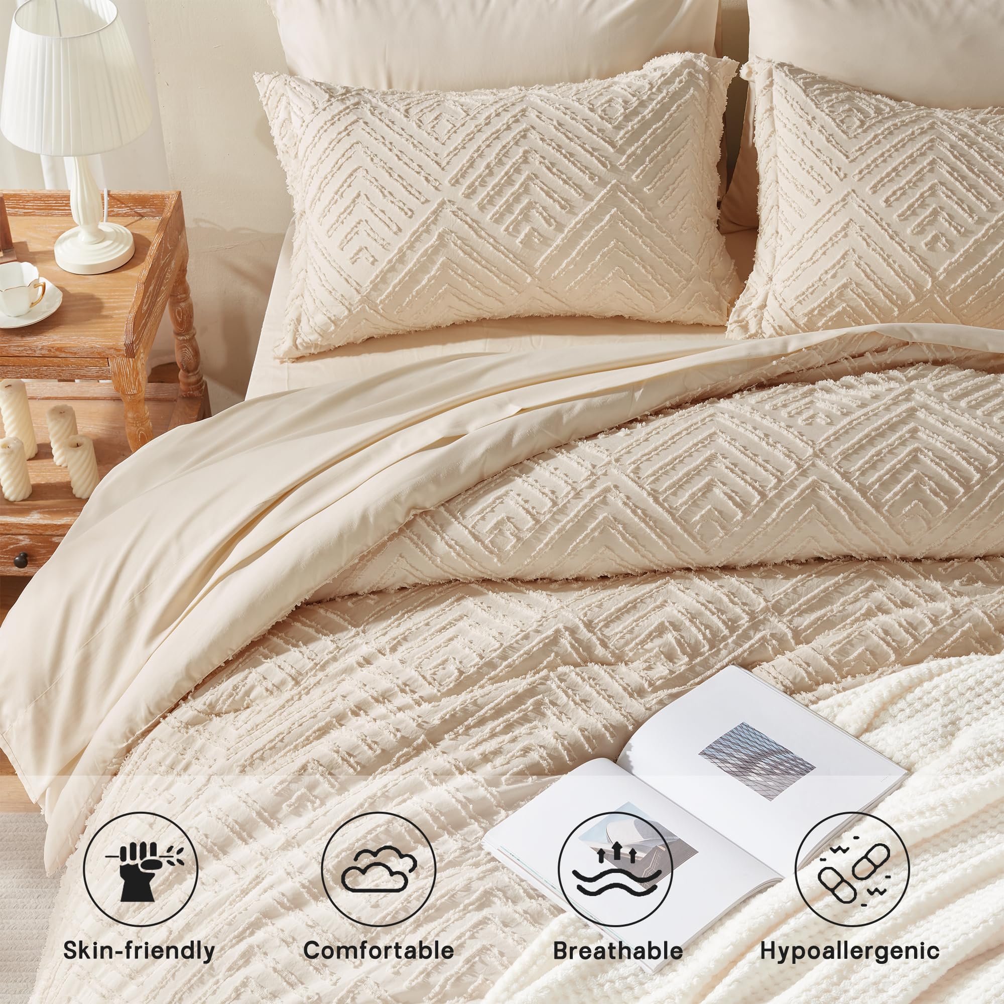 Zzlpp pillow shams coordinate with the set for hotel-like styling.
