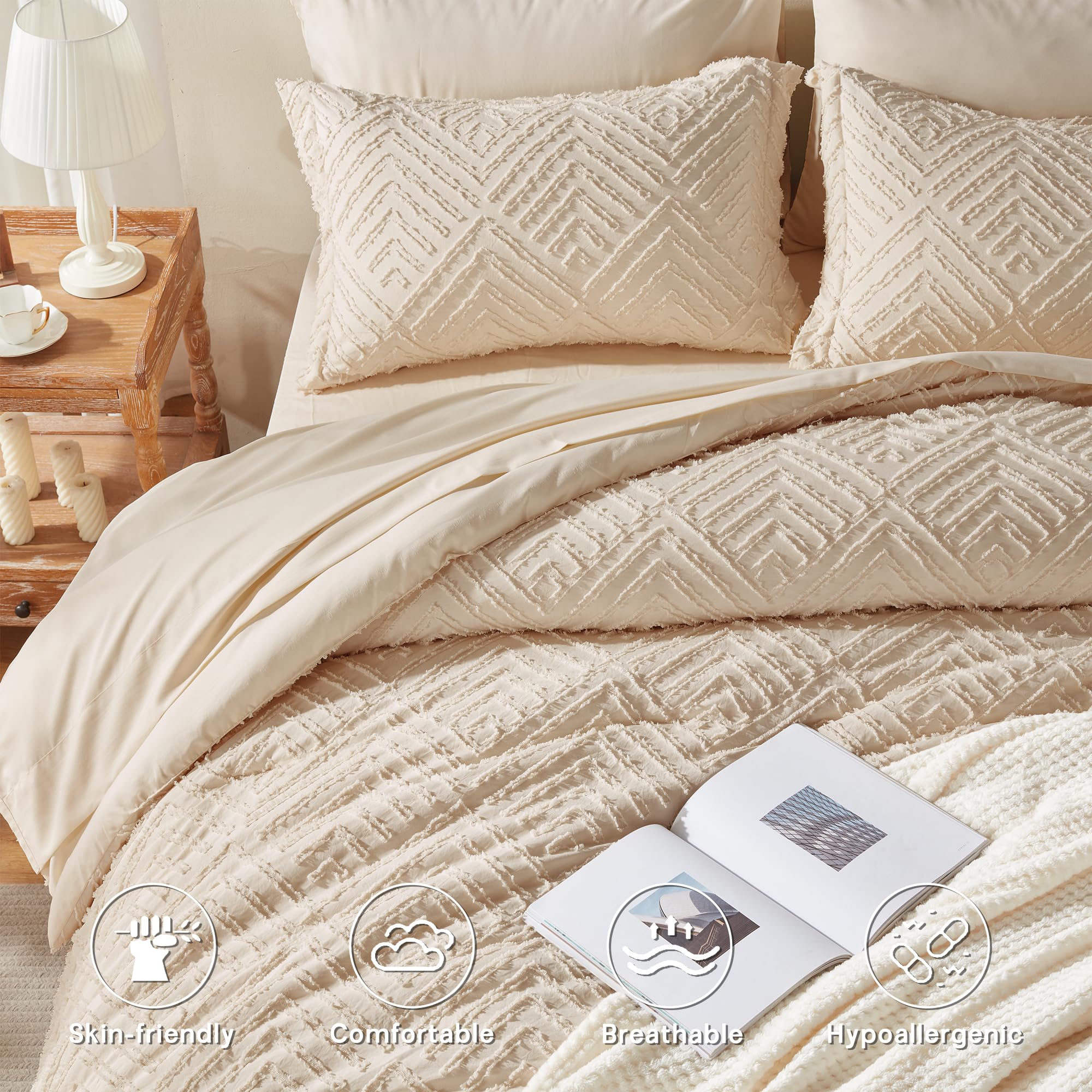 Zzlpp Queen sheets with 14-inch pockets fit securely on most mattresses.