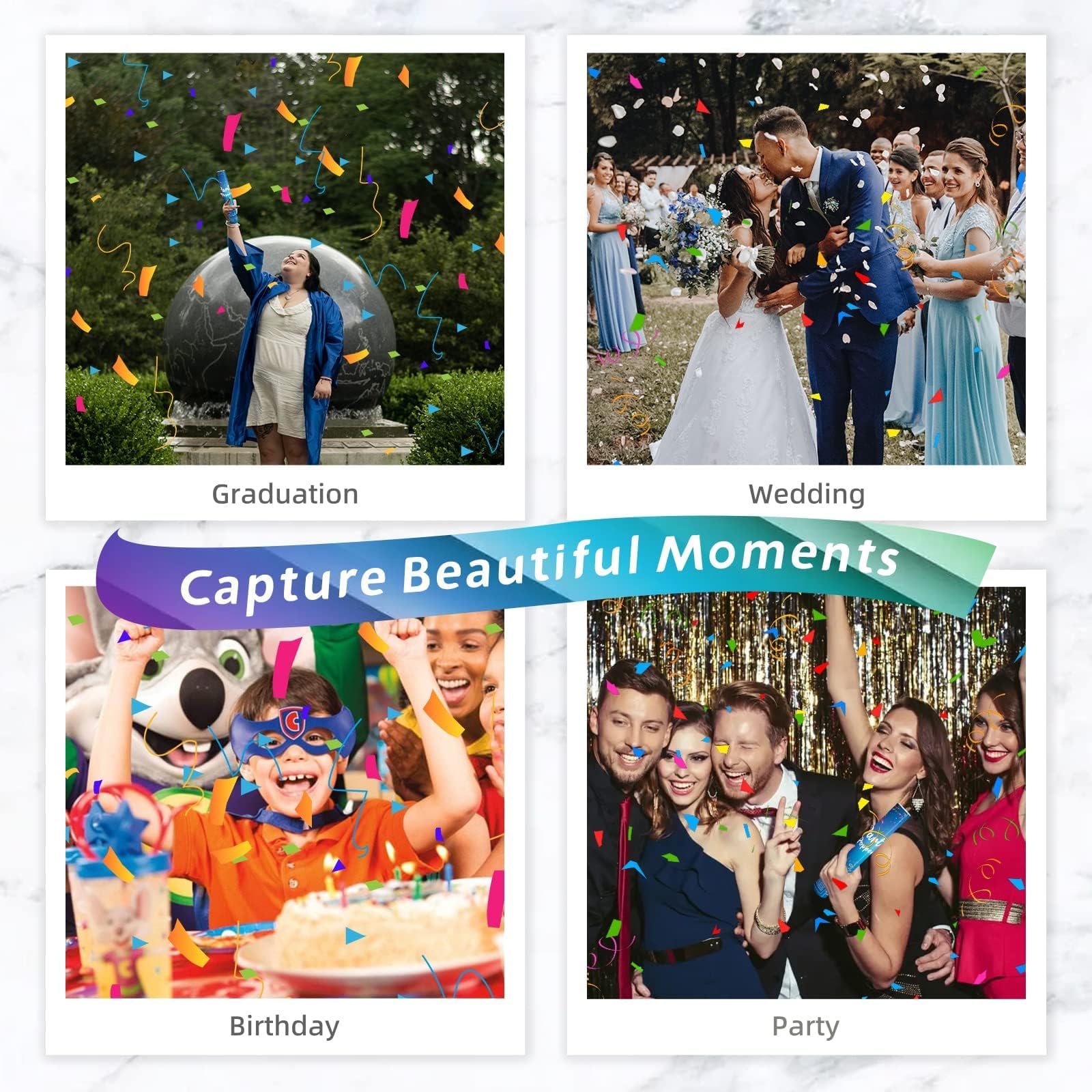 ZZPAKUE celebration scene with confetti for memorable photos