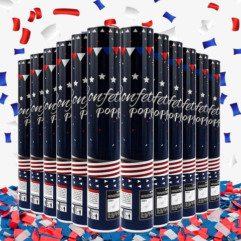 ZZPAKUE confetti cannon in patriotic colors ready to ignite celebration