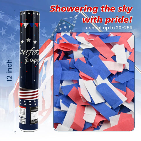 ZZPAKUE confetti cannon bursts red, white and blue confetti for celebrations