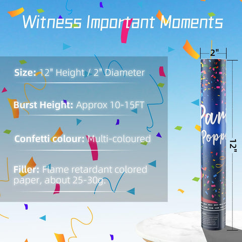 ZZPAKUE confetti cannon in action releasing bright multicolor bursts for celebrations