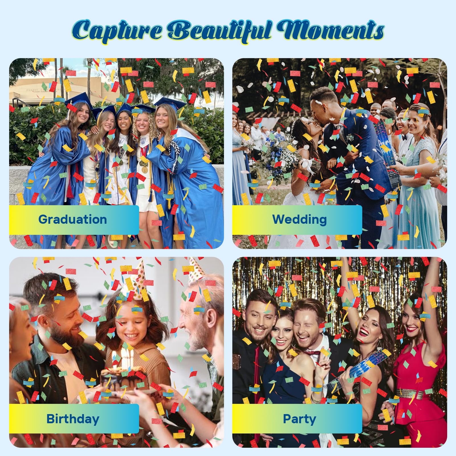 ZZPAKUE confetti cannon home-use setup with safe simple operation