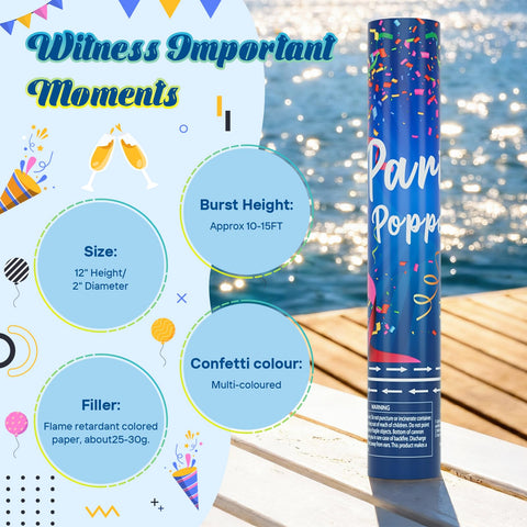 ZZPAKUE confetti poppers aimed upward for dramatic release