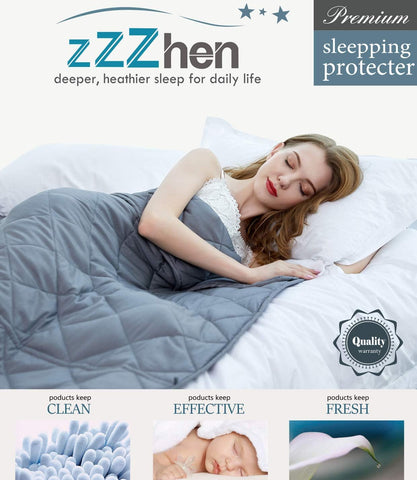 ZZZhen weighted blanket box-stitch detail demonstrates even weight distribution