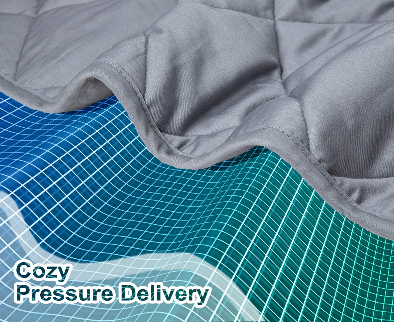 ZZZhen weighted blanket packaging label highlights premium materials and warranty